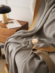 Geometric Pattern Cotton Knit Throw Blanket