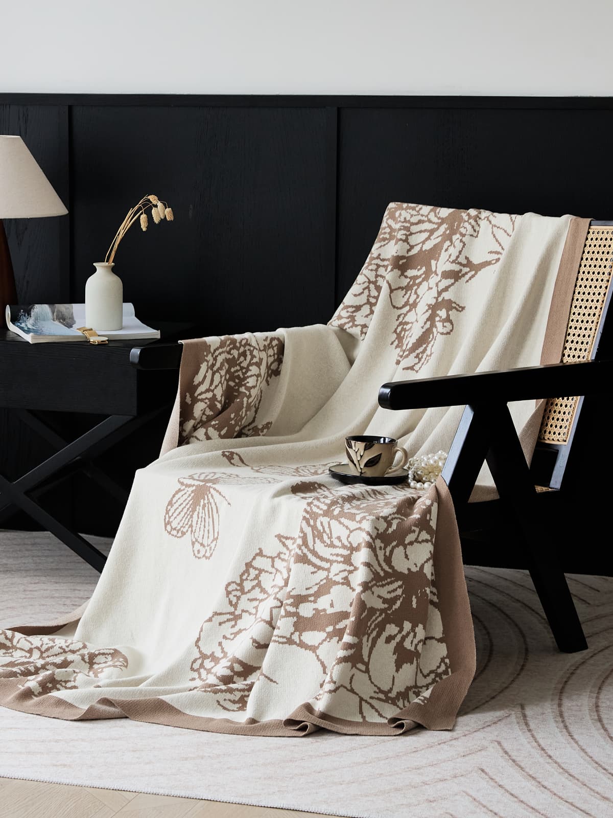 Dancing Petals Cotton Knit Throw Blanket