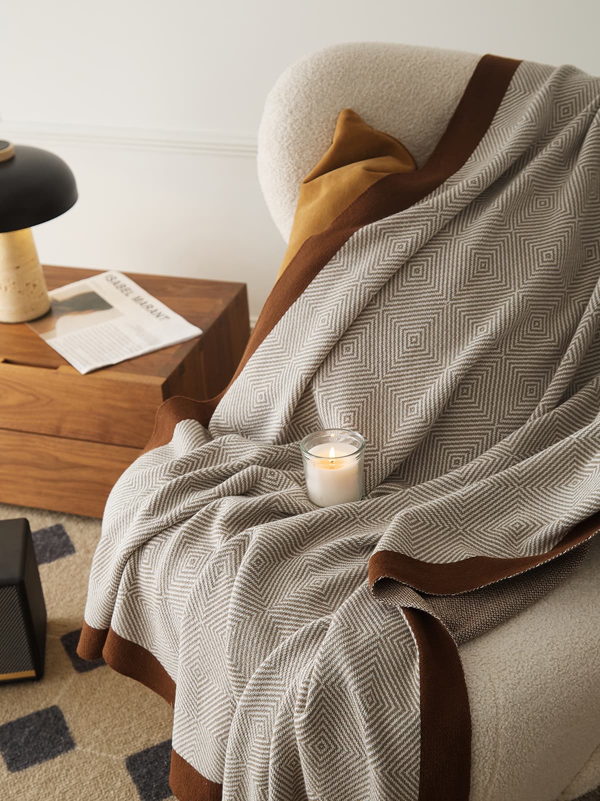 Geometric Pattern Cotton Knit Throw Blanket