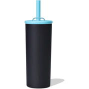 Insulated stainless steel Tumbler with spill-proof silicone metal straw