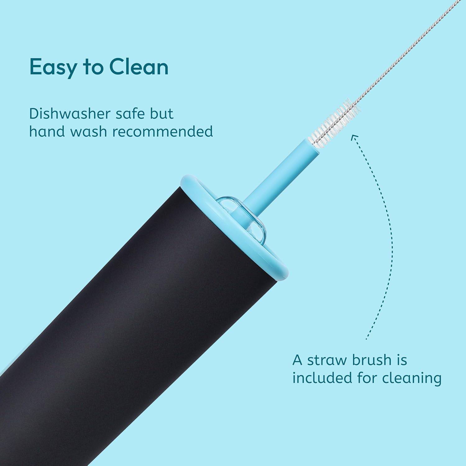 Insulated stainless steel Tumbler with spill-proof silicone metal straw