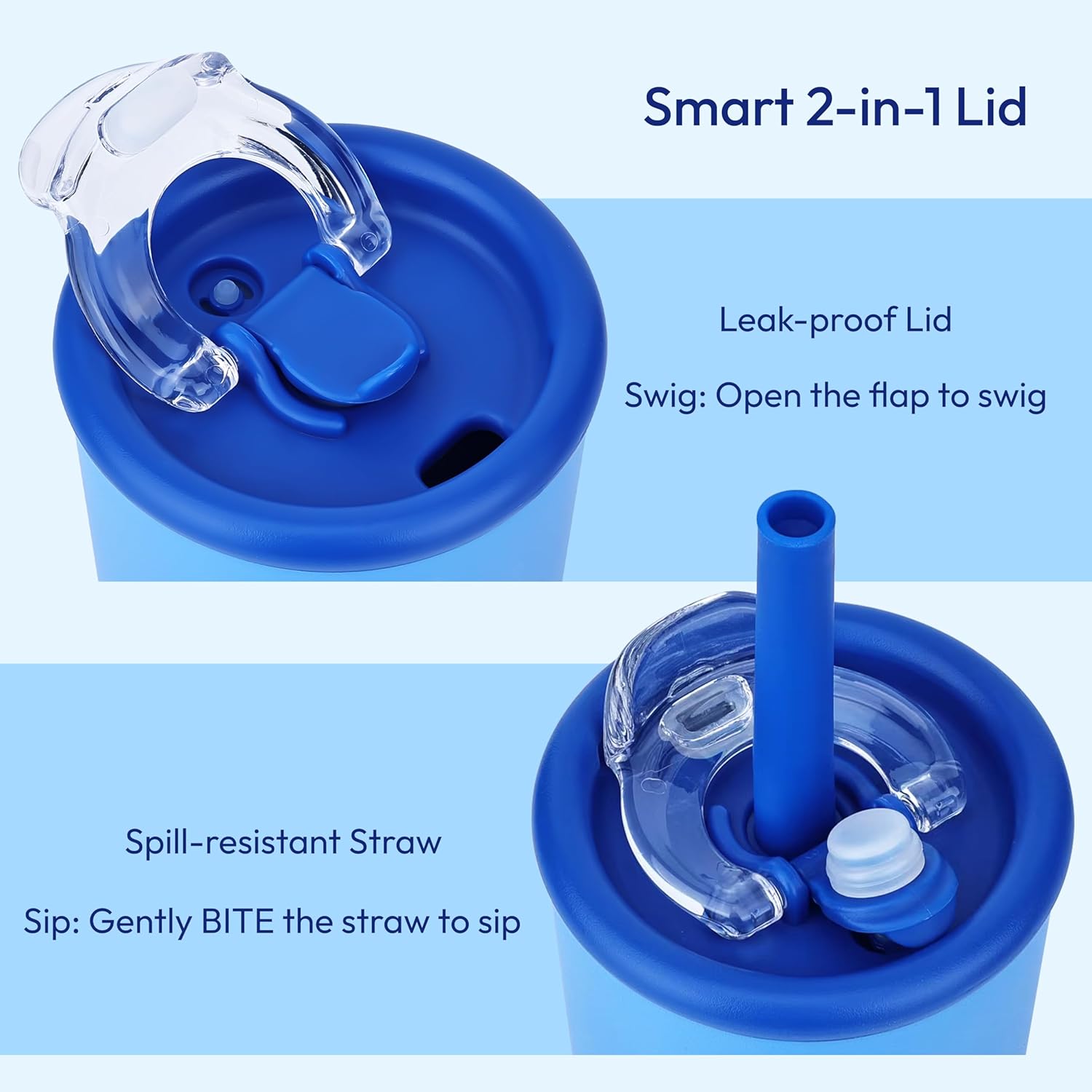 Insulated stainless steel Tumbler with spill-proof silicone metal straw