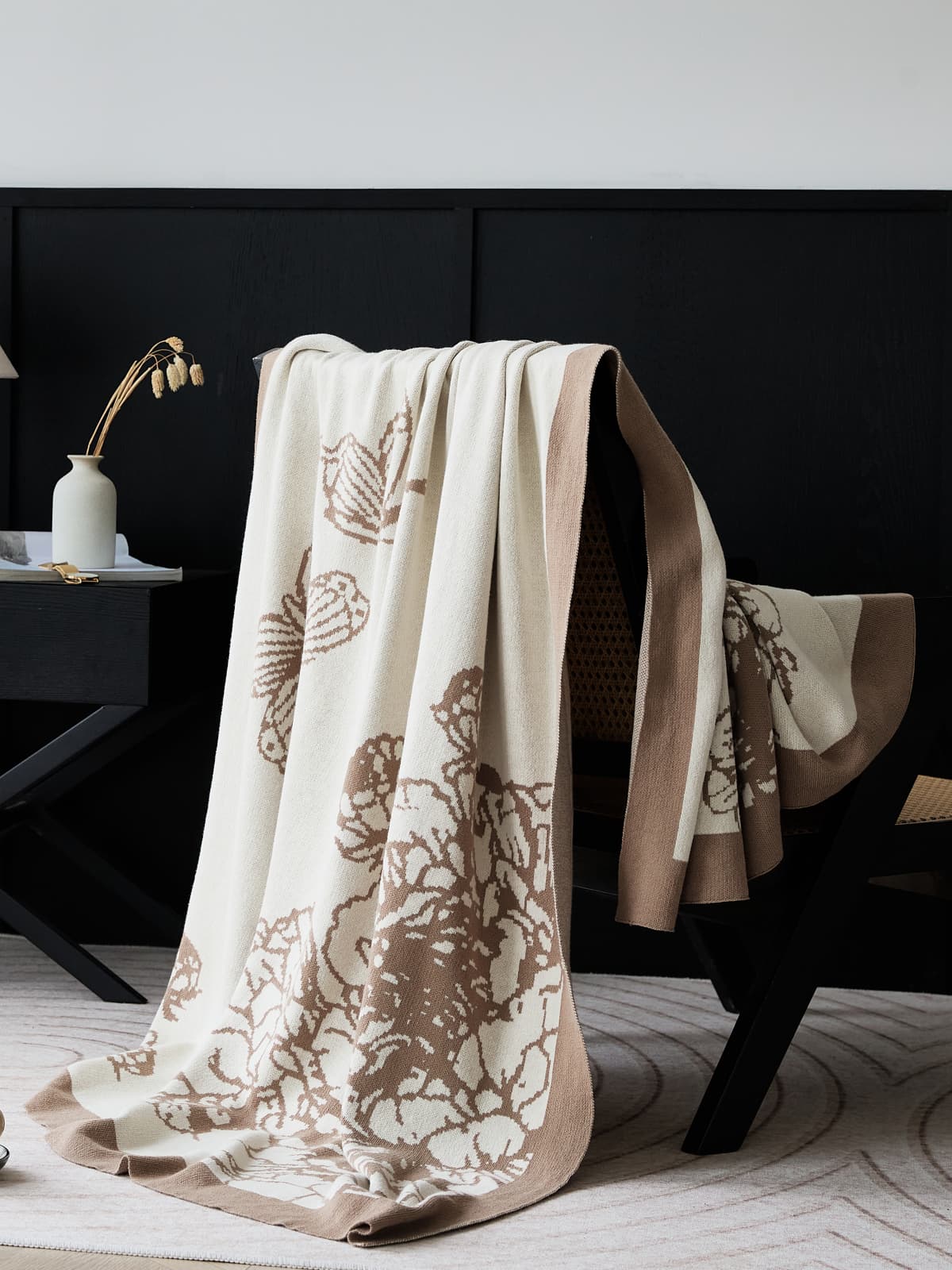 Dancing Petals Cotton Knit Throw Blanket