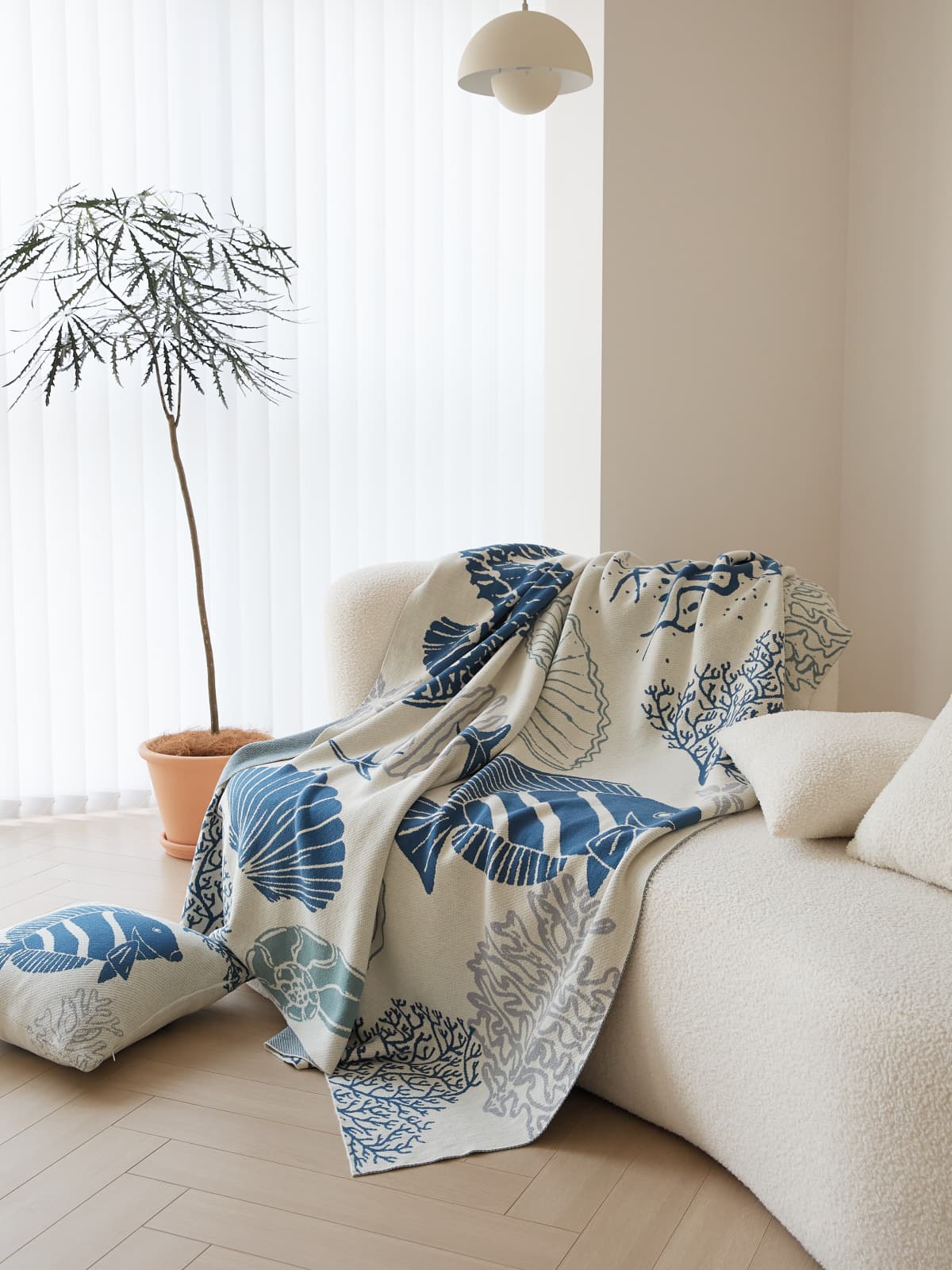 Undersea World Cotton Knit Throw Blanket