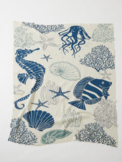 Undersea World Cotton Knit Throw Blanket