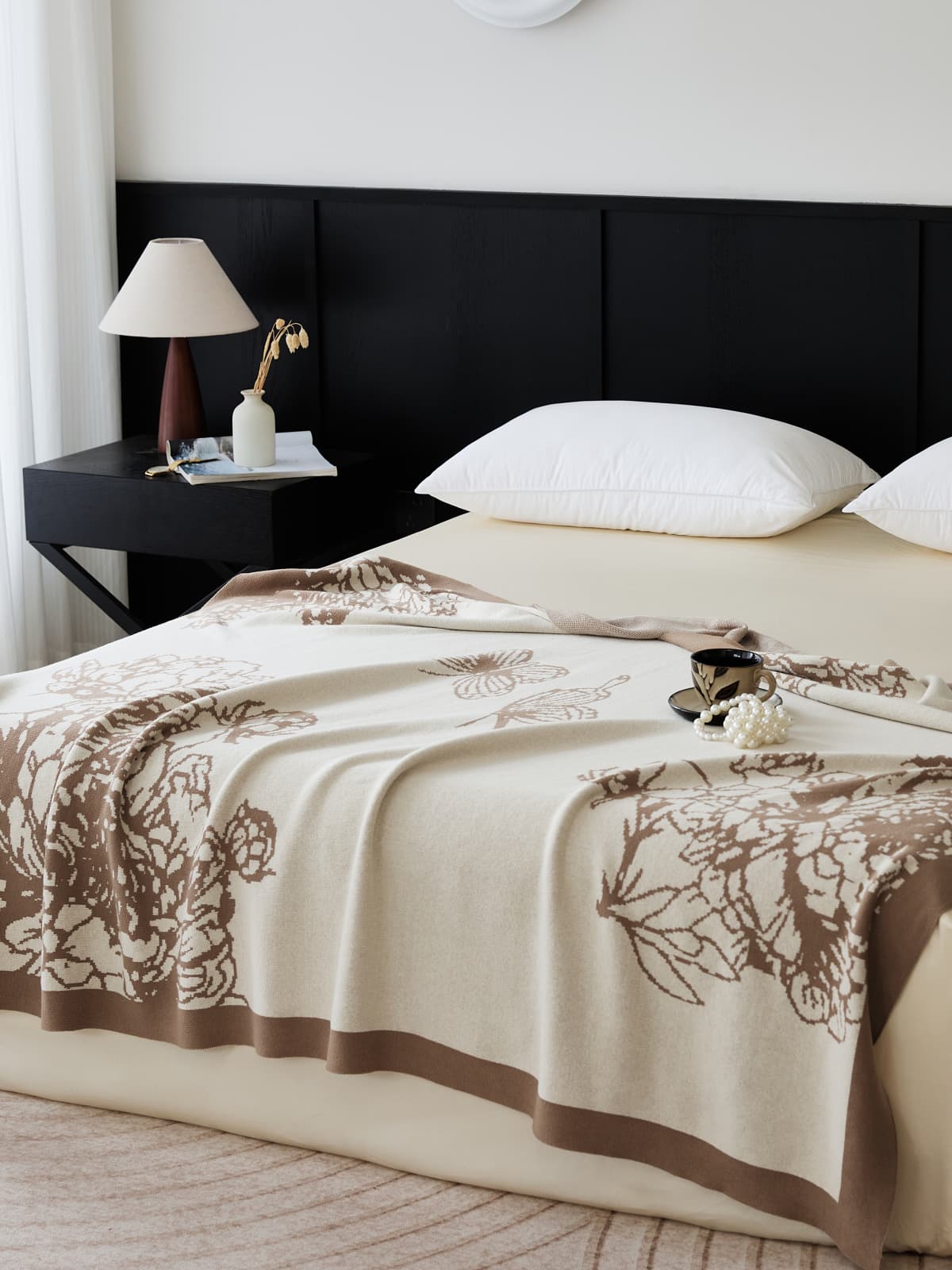 Dancing Petals Cotton Knit Throw Blanket