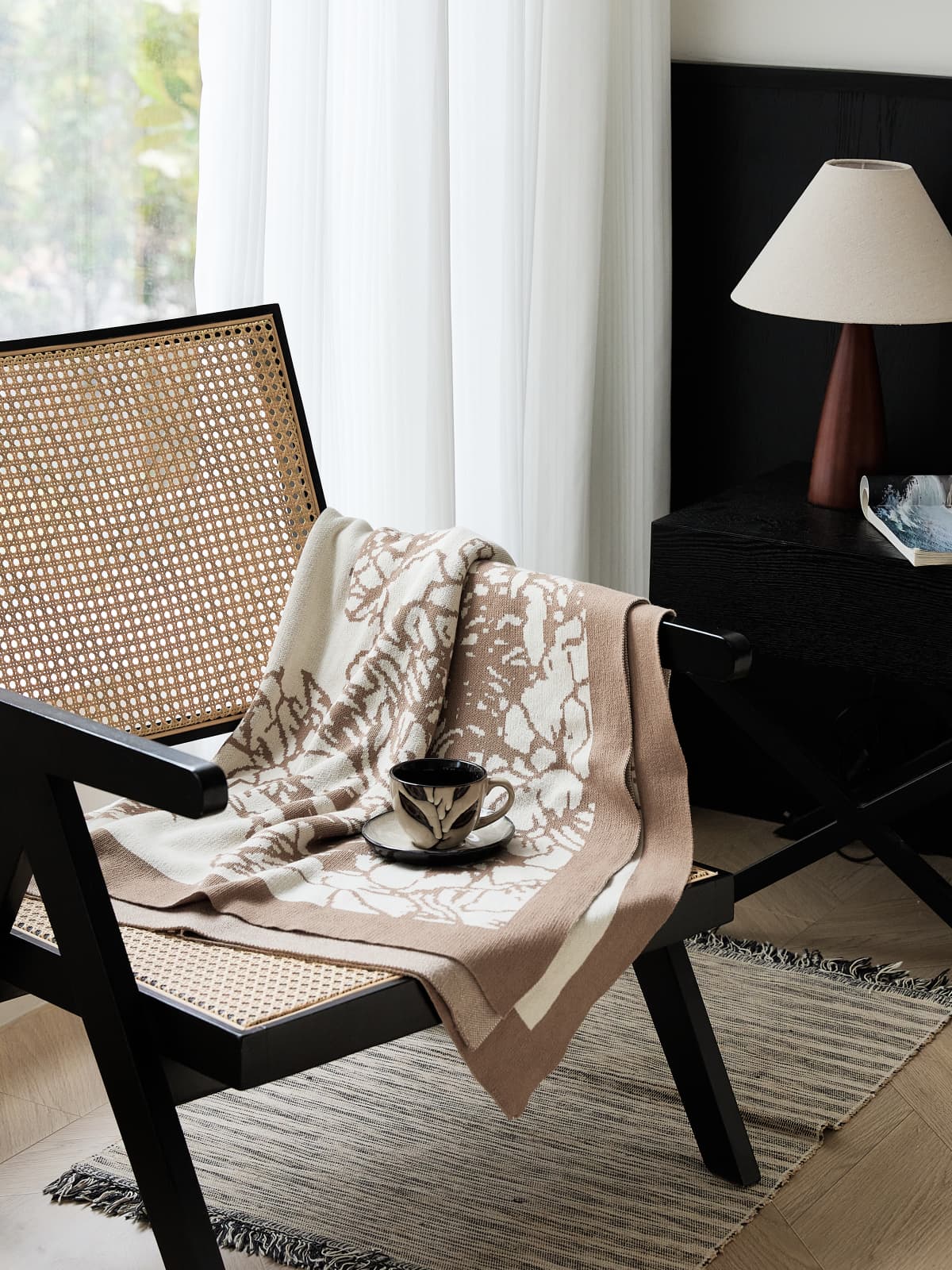 Dancing Petals Cotton Knit Throw Blanket