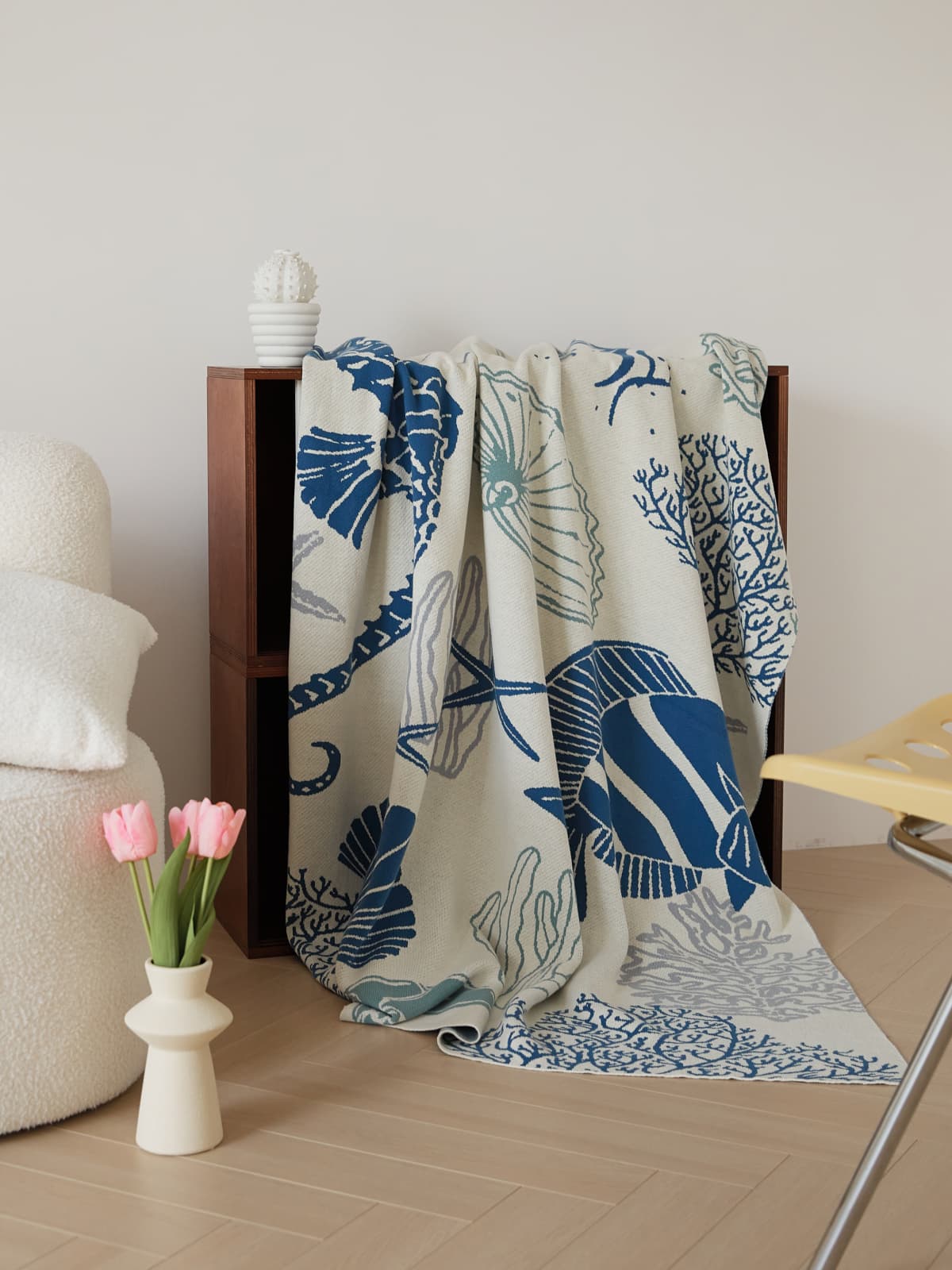 Undersea World Cotton Knit Throw Blanket